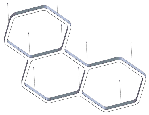 Ánh sáng trực tuyến Hexagon LED Đèn LED tùy chỉnh cho trung tâm mua sắm